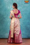 Girls Magenta Floral Spin Half saree | Langa Davani 