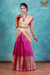 Girls Magenta Floral Spin Half saree | Langa Davani 