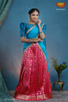 Girls Pink Checks Chanbali Half saree | Langa Davani 
