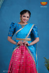 Girls Pink Checks Chanbali Half saree | Langa Davani 