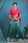 Girls Green Checks Chanbali Half saree | Langa Davani 